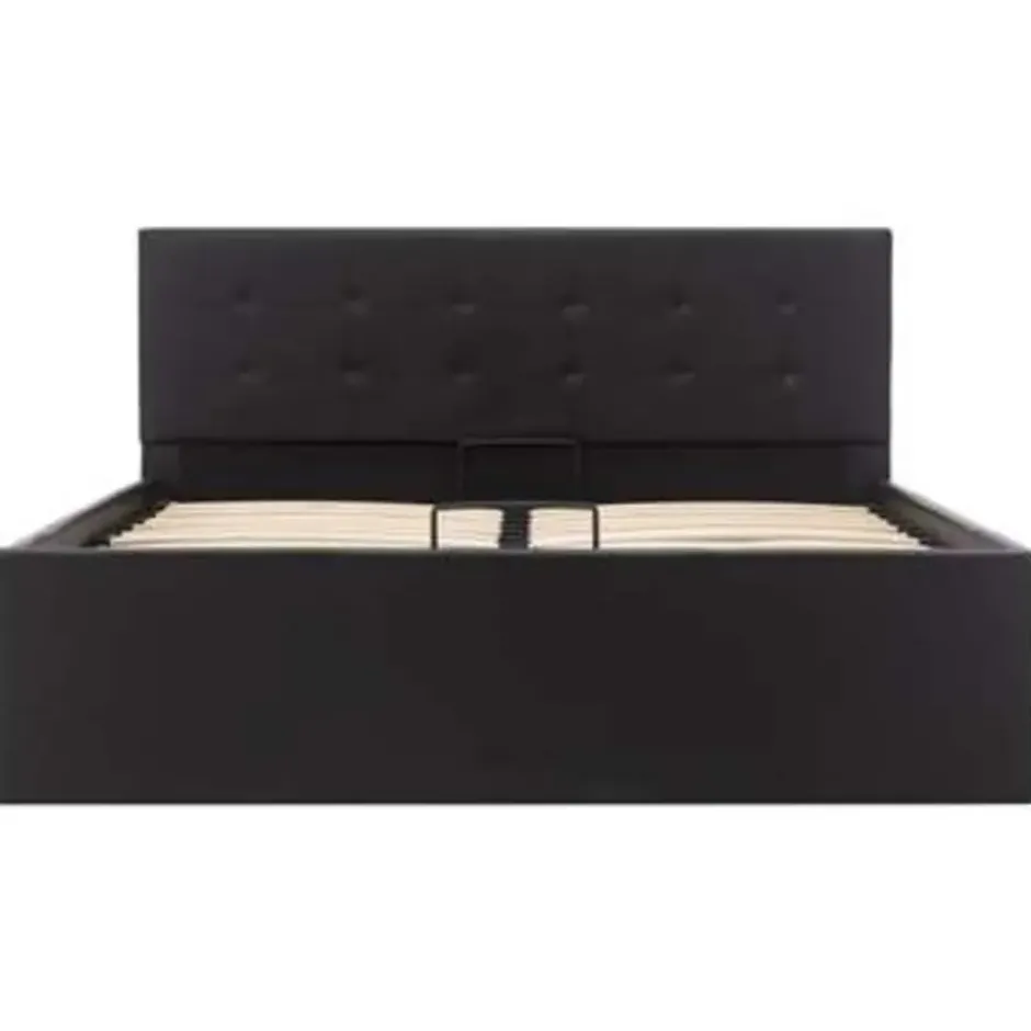 vidaXL - Bed met opbergruimte - Hydraulisch - Zwart - Kunstleer - 120x200 cm