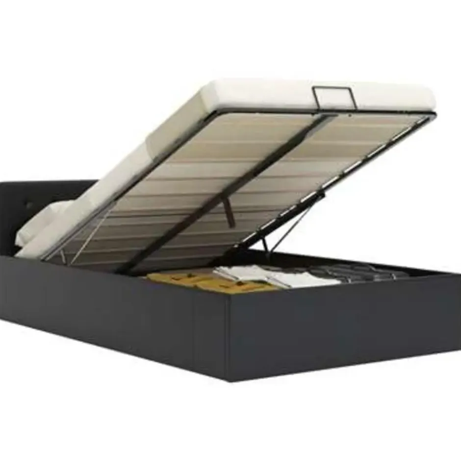 vidaXL - Bed met opbergruimte - Hydraulisch - Zwart - Kunstleer - 120x200 cm
