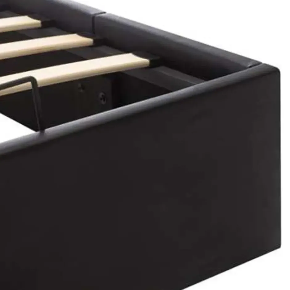 vidaXL - Bed met opbergruimte - Hydraulisch - Zwart - Kunstleer - 120x200 cm