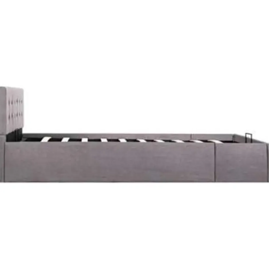 vidaXL - Bed met opbergruimte - Hydraulische - Taupe - Stof - 120x200 cm