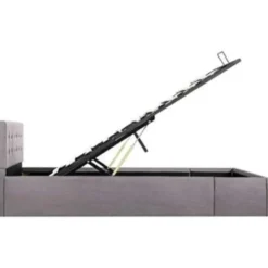 vidaXL - Bed met opbergruimte - Hydraulische - Taupe - Stof - 120x200 cm
