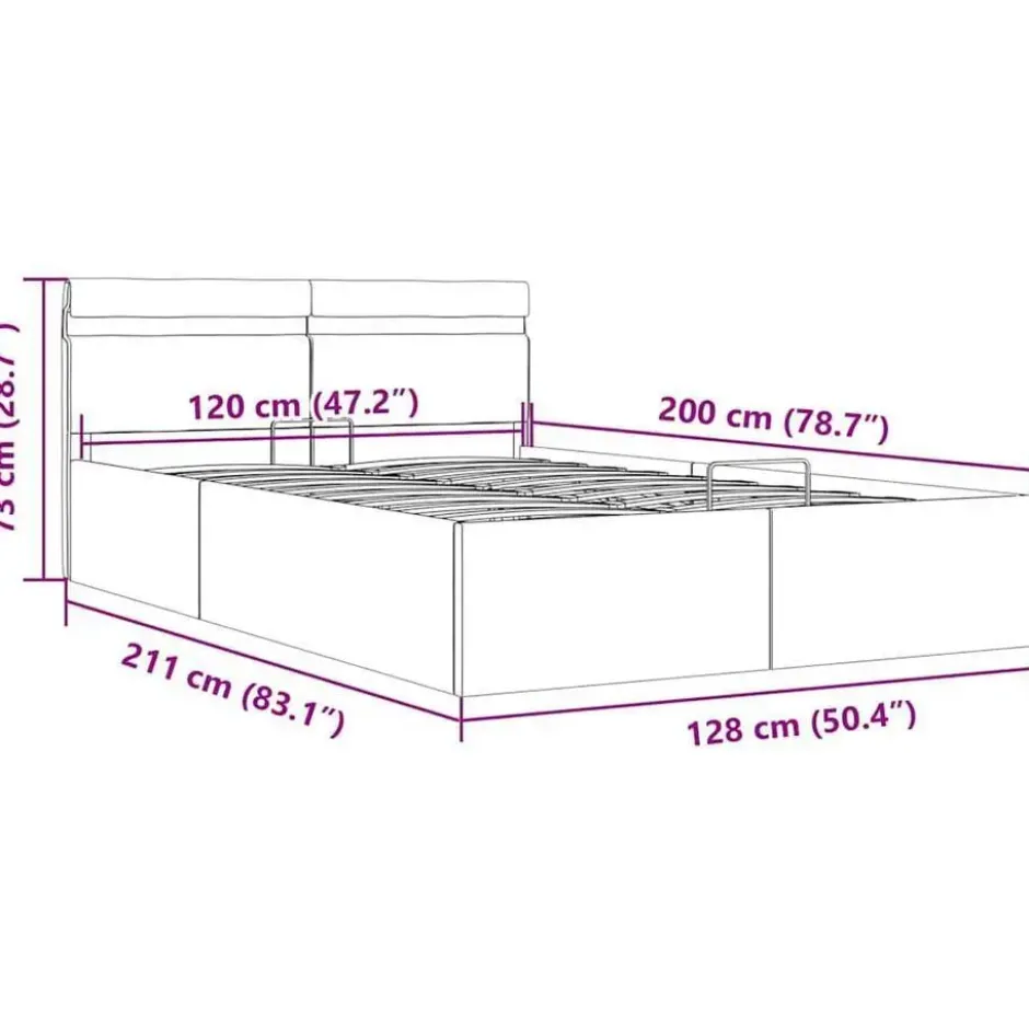 vidaXL - Bed met opbergruimte incl. LED - zwart - Kunstleer - 120x200 cm