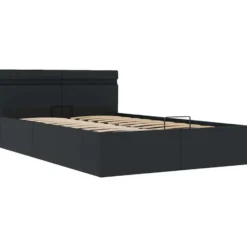vidaXL - Bed met opbergruimte incl. LED - zwart - Kunstleer - 120x200 cm