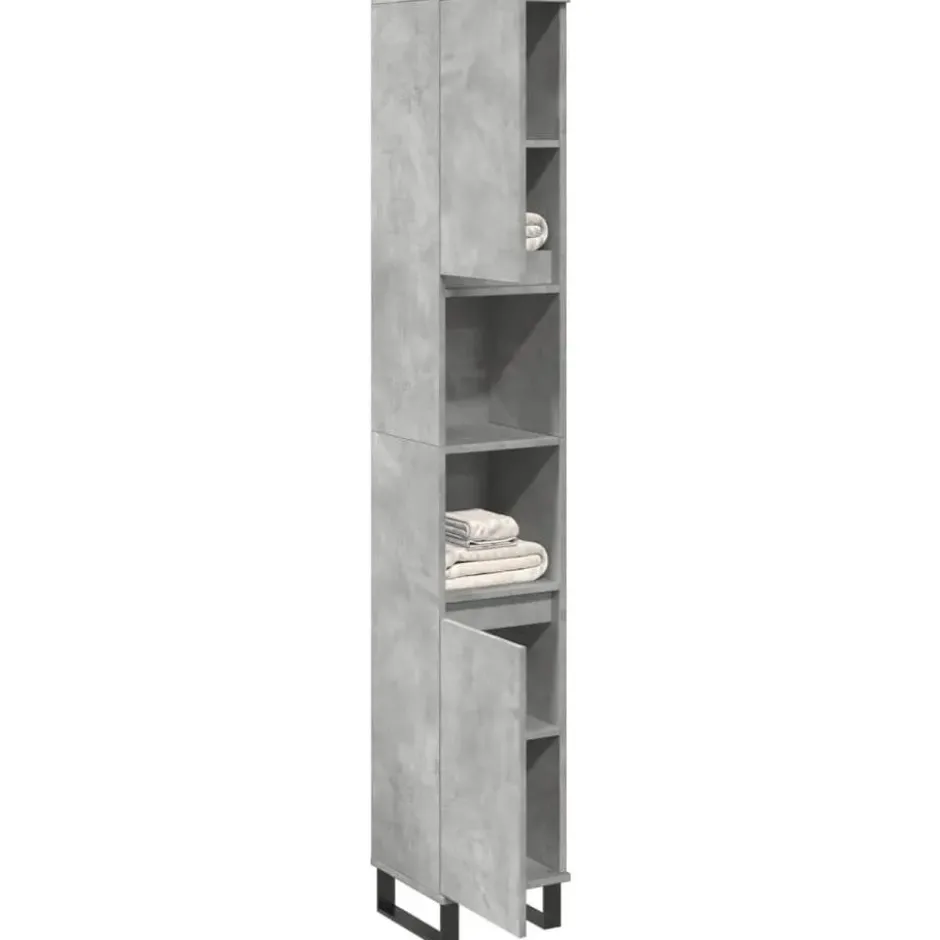 vidaXL - Betongrijs Kolomkast met 2 deuren 2 vakken - Hout - 30x30x190 cm