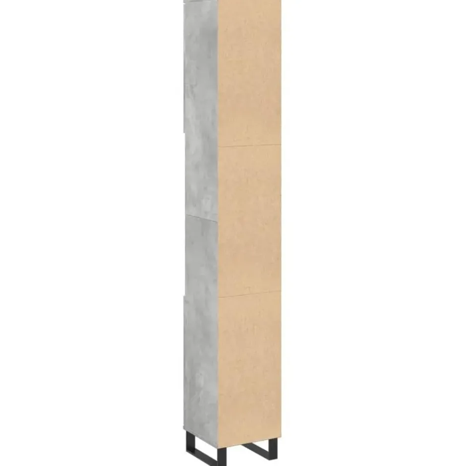 vidaXL - Betongrijs Kolomkast met 2 deuren 2 vakken - Hout - 30x30x190 cm