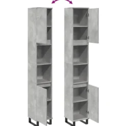 vidaXL - Betongrijs Kolomkast met 2 deuren 2 vakken - Hout - 30x30x190 cm