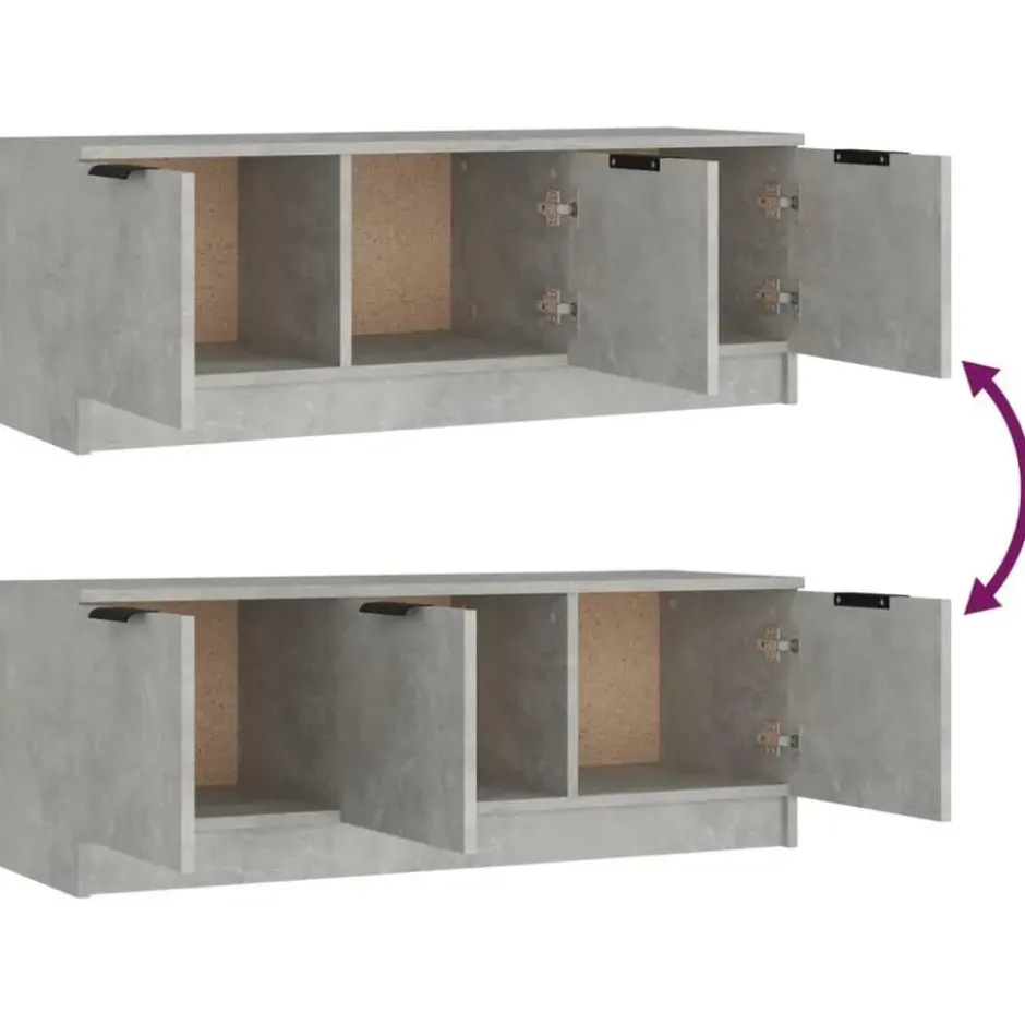 vidaXL - Betongrijs TV-meubel met 3 deuren - Bewerkt hout - 102x35x36,5 cm