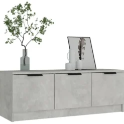 vidaXL - Betongrijs TV-meubel met 3 deuren - Bewerkt hout - 102x35x36,5 cm