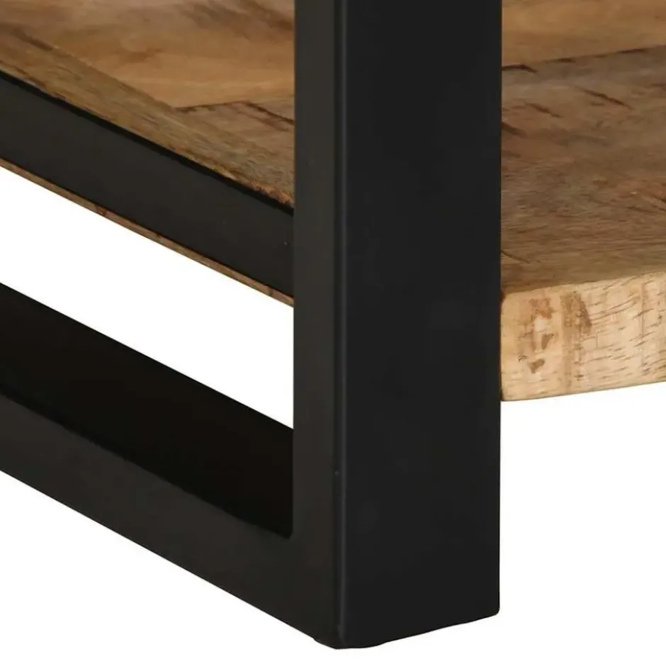 vidaXL Bijzettafel met lade - Massief ruw mangohout - 40x40x50 cm