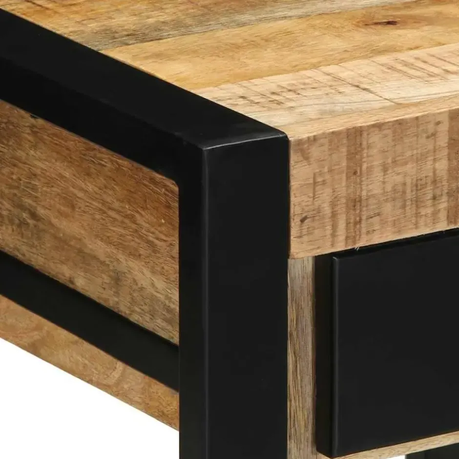 vidaXL Bijzettafel met lade - Massief ruw mangohout - 40x40x50 cm