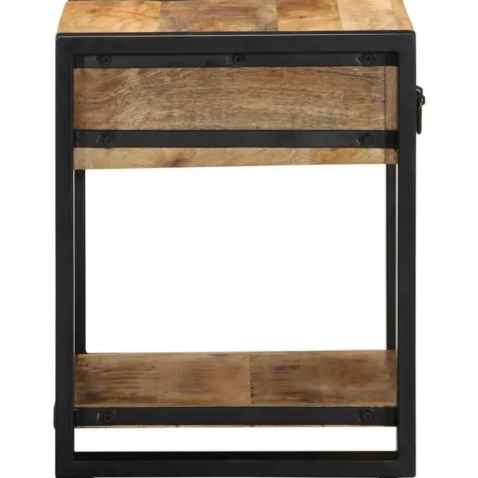 vidaXL Bijzettafel met lade - Massief ruw mangohout - 40x40x50 cm