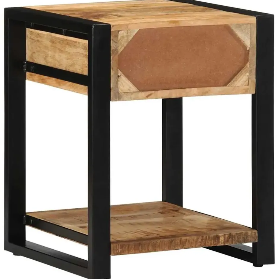 vidaXL Bijzettafel met lade - Massief ruw mangohout - 40x40x50 cm