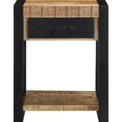 vidaXL Bijzettafel met lade - Massief ruw mangohout - 40x40x50 cm