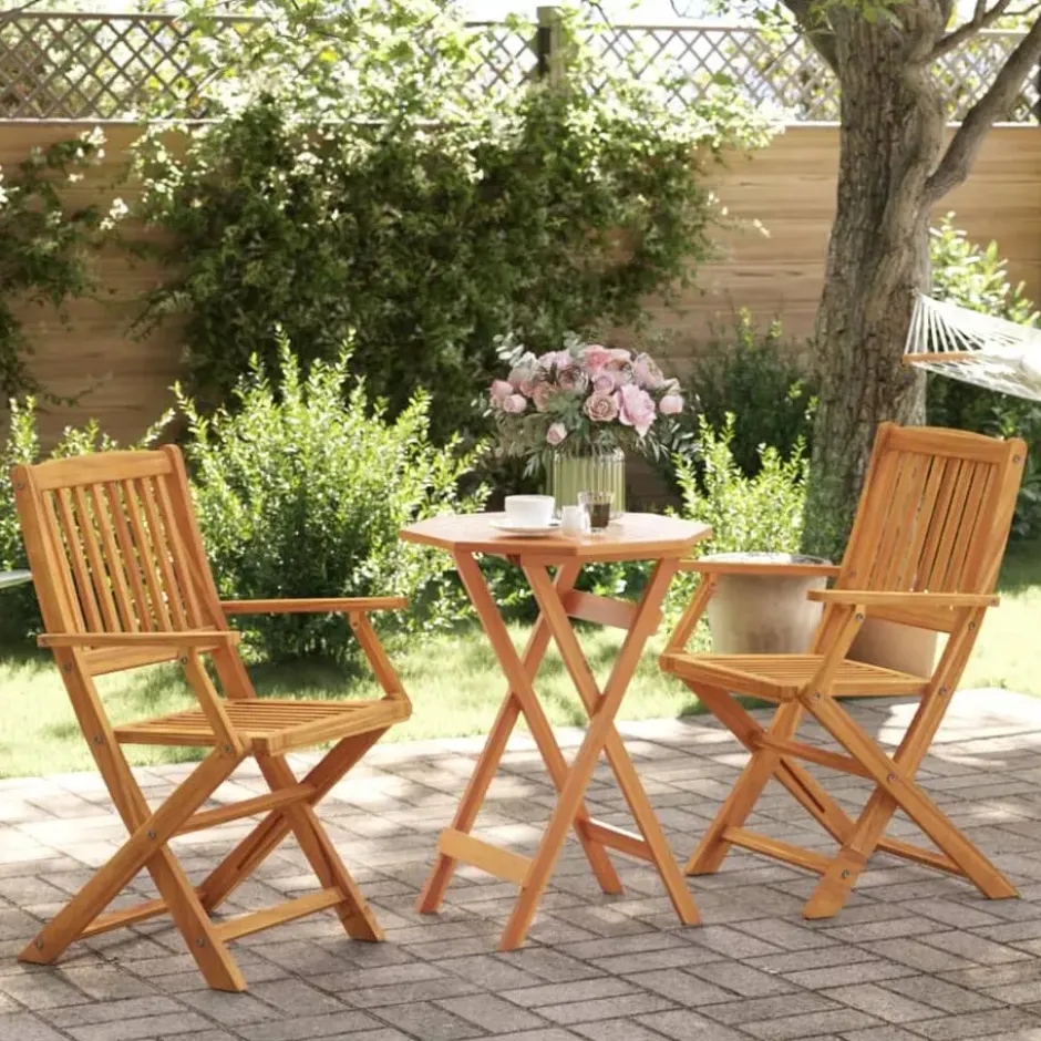 vidaXL - Bistroset - Bruin - Acaciahout - 60 cm - 3 stuks
