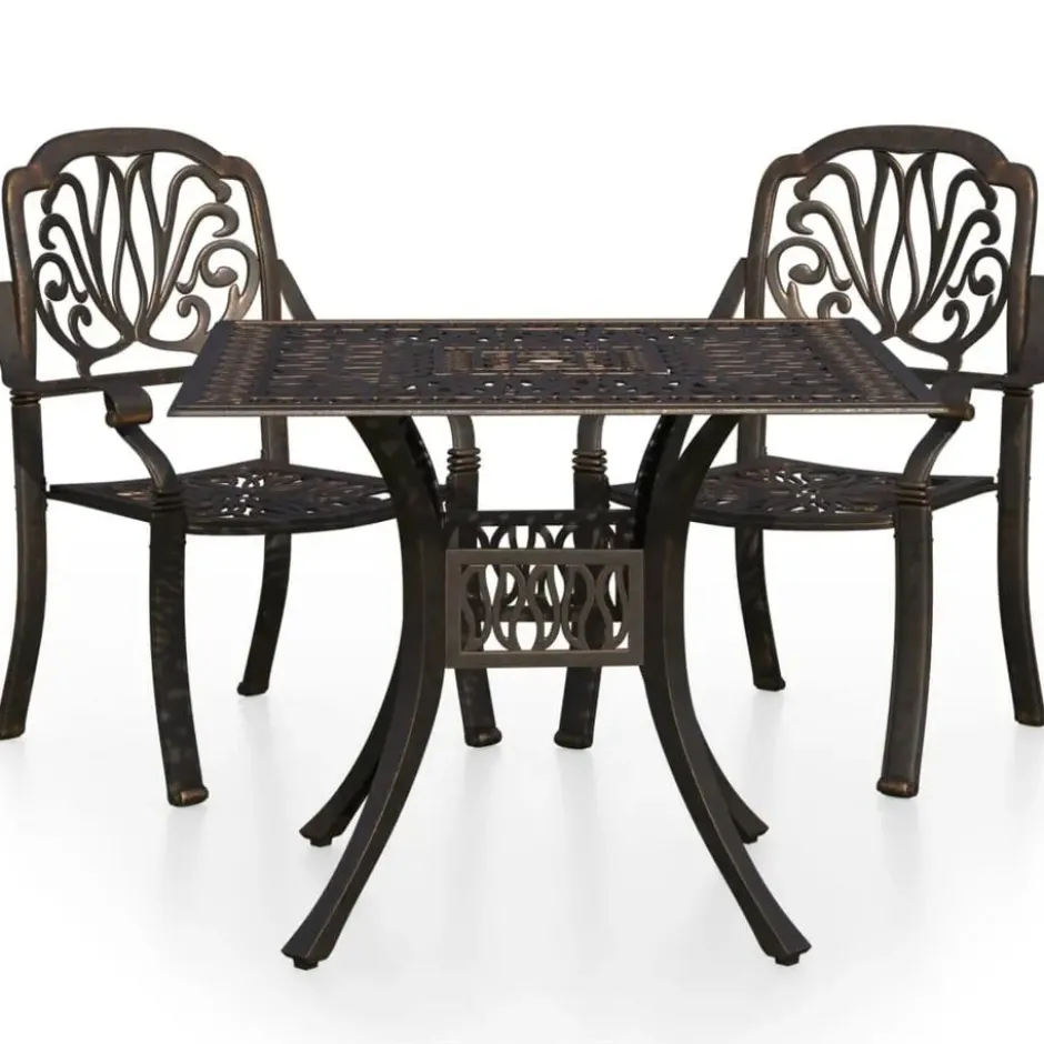 vidaXL - Bistroset - Bruin - Aluminium