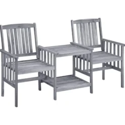 vidaXL - Bistroset - Grijs - Hout - 159x61x92 cm