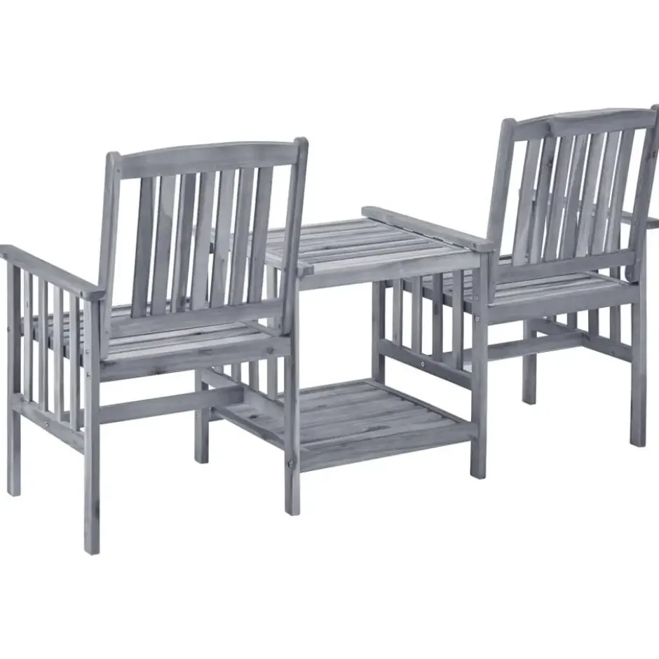 vidaXL - Bistroset - Grijs - Hout - 159x61x92 cm