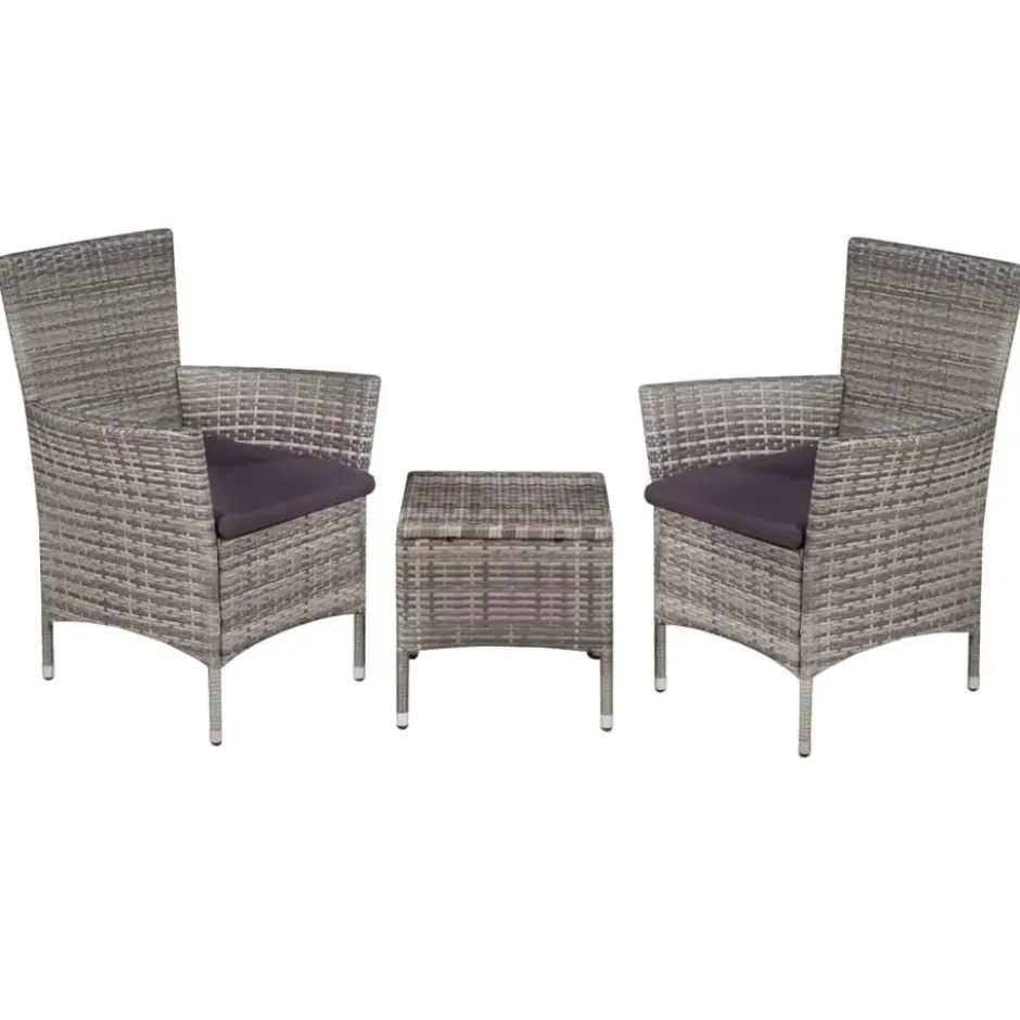vidaXL - Bistroset - Grijs - Poly rattan
