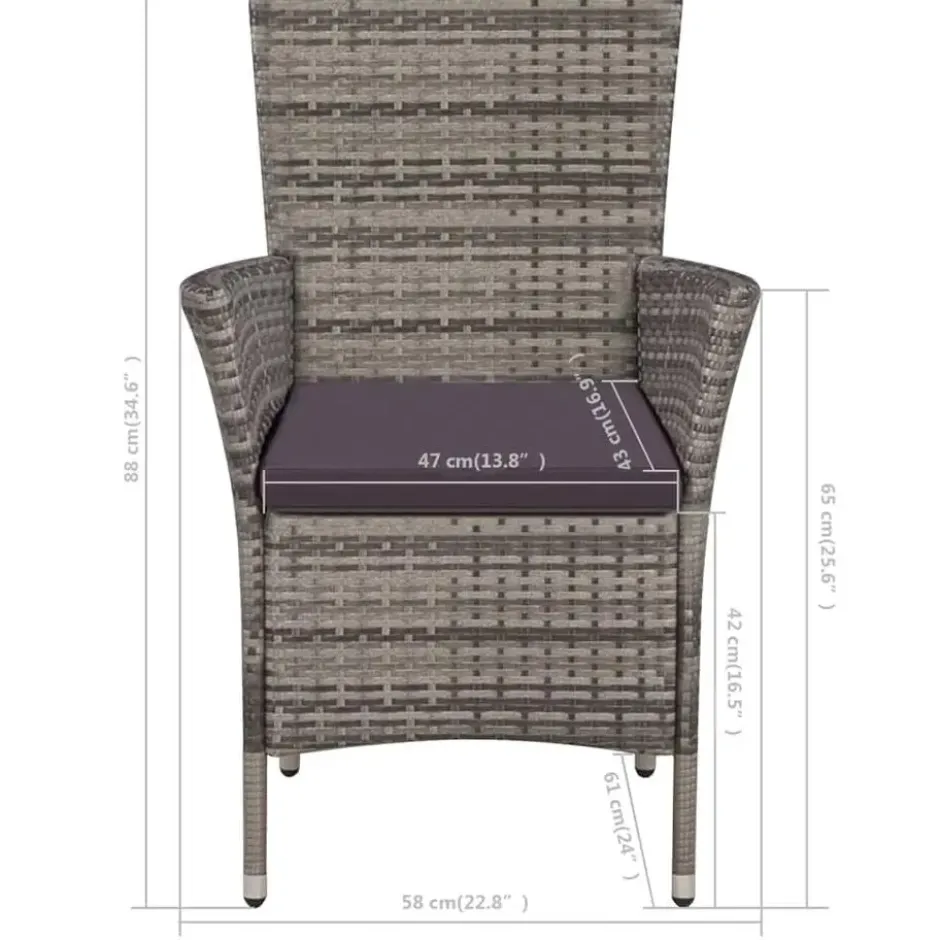 vidaXL - Bistroset - Grijs - Poly rattan