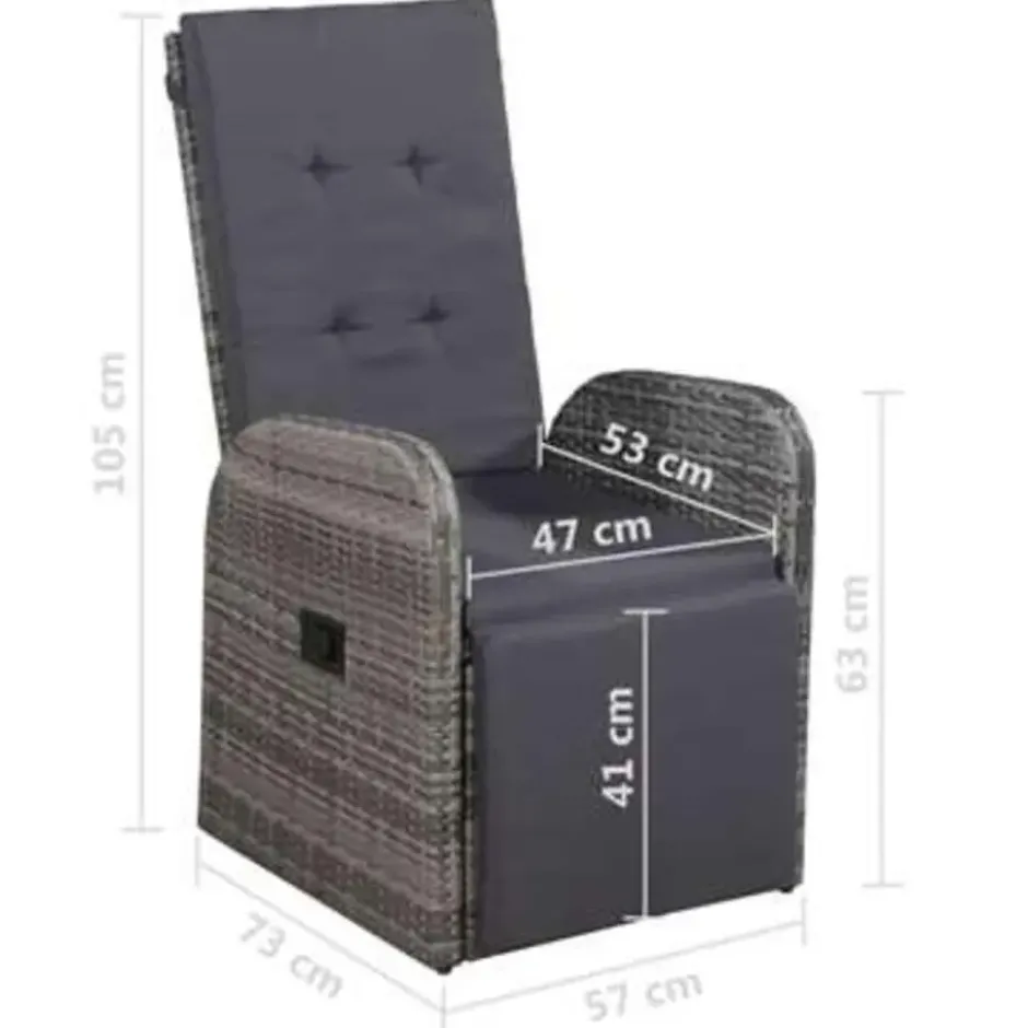 vidaXL - Bistroset - Grijs - Poly rattan