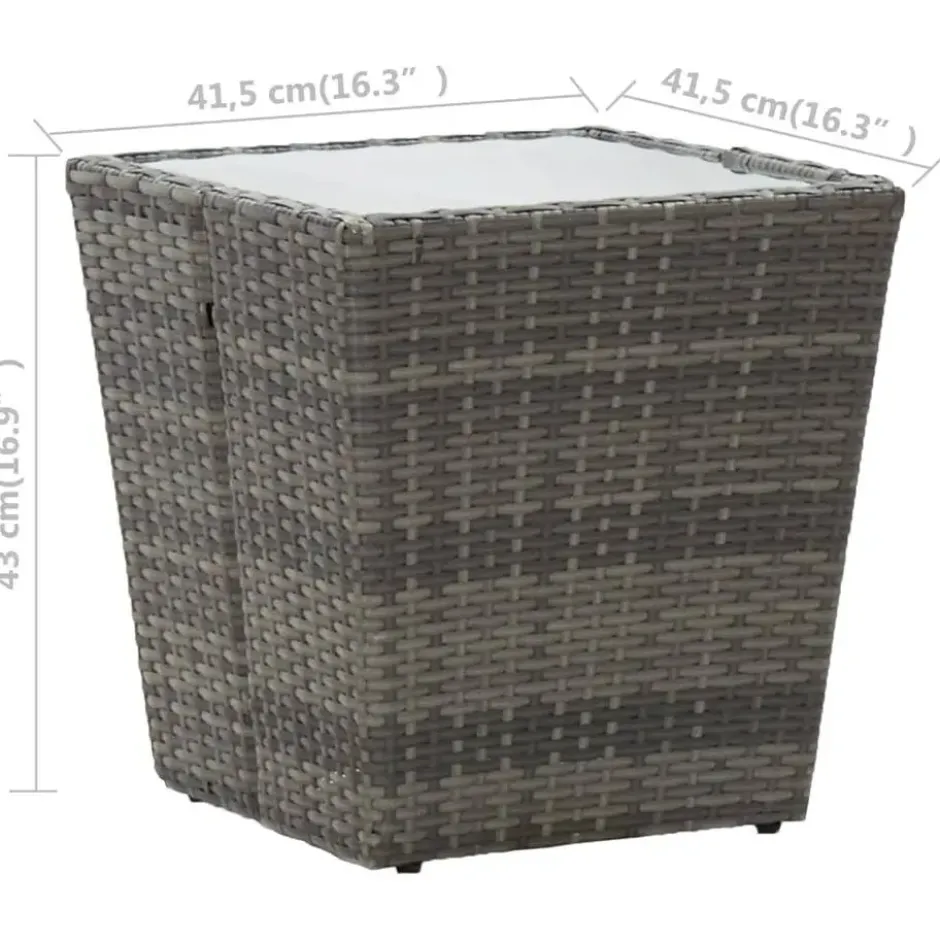 vidaXL - Bistroset - Grijs - Poly rattan en gehard glas - 3 stuks
