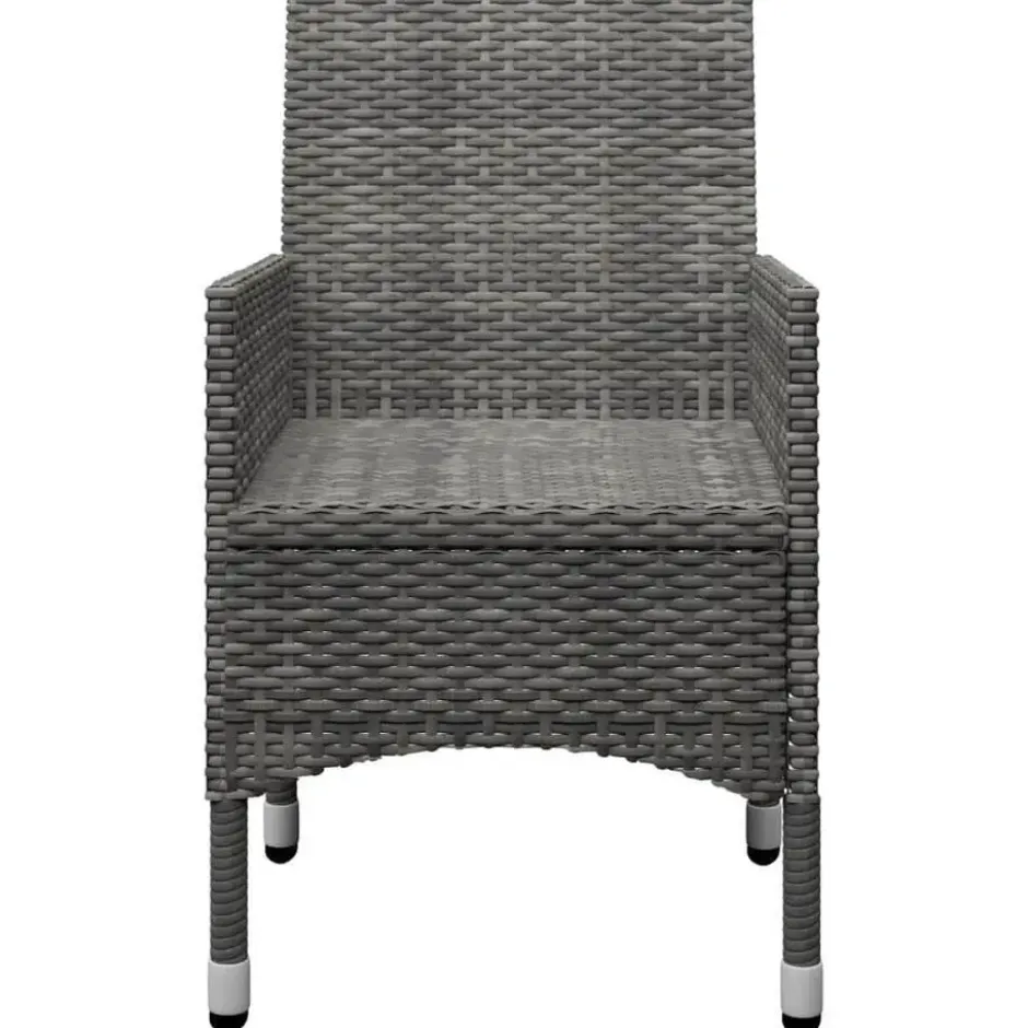 vidaXL - Bistroset - Grijs - Poly rattan en gehard glas - 3 stuks