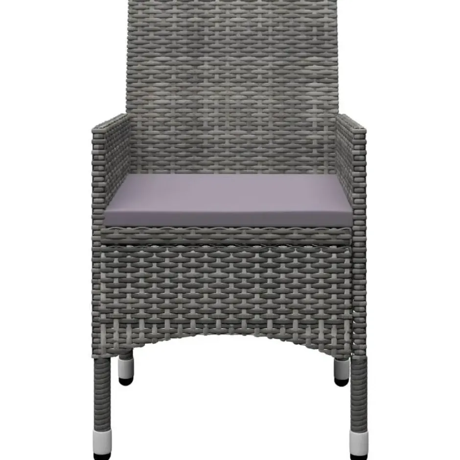 vidaXL - Bistroset - Grijs - Poly rattan en gehard glas - 3 stuks