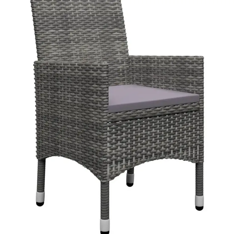 vidaXL - Bistroset - Grijs - Poly rattan en gehard glas - 3 stuks