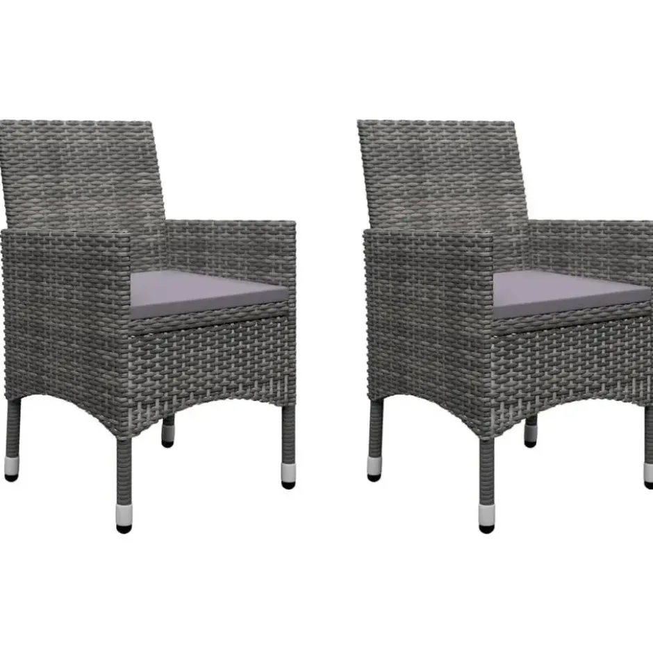 vidaXL - Bistroset - Grijs - Poly rattan en gehard glas - 3 stuks