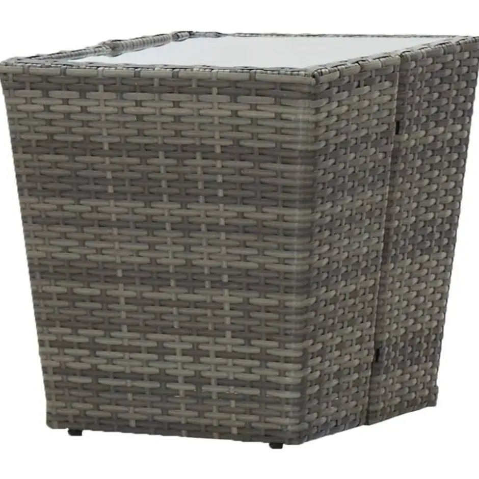 vidaXL - Bistroset - Grijs - Poly rattan en gehard glas - 3 stuks