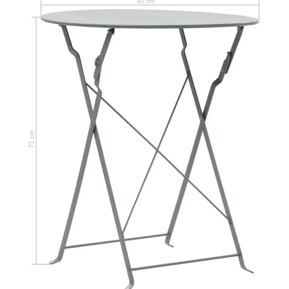 vidaXL - Bistroset - Grijs - Staal - 3 stuks
