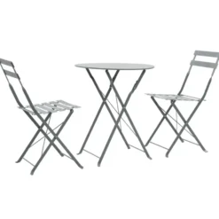 vidaXL - Bistroset - Grijs - Staal - 3 stuks