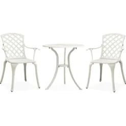 vidaXL - Bistroset - Wit - Aluminium - 3 stuks