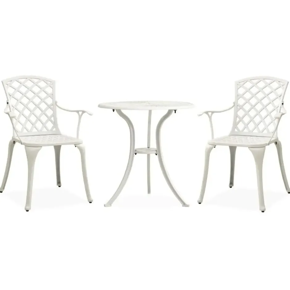 vidaXL - Bistroset - Wit - Aluminium - 3 stuks