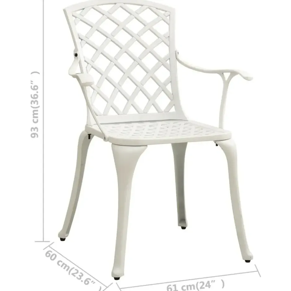 vidaXL - Bistroset - Wit - Aluminium - 3 stuks