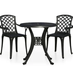 vidaXL - Bistroset - Zwart - Aluminium