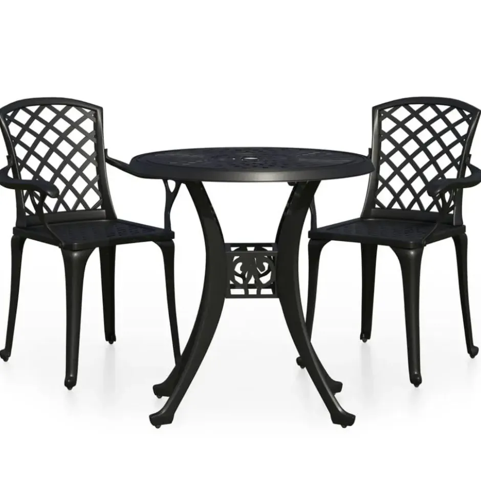 vidaXL - Bistroset - Zwart - Aluminium