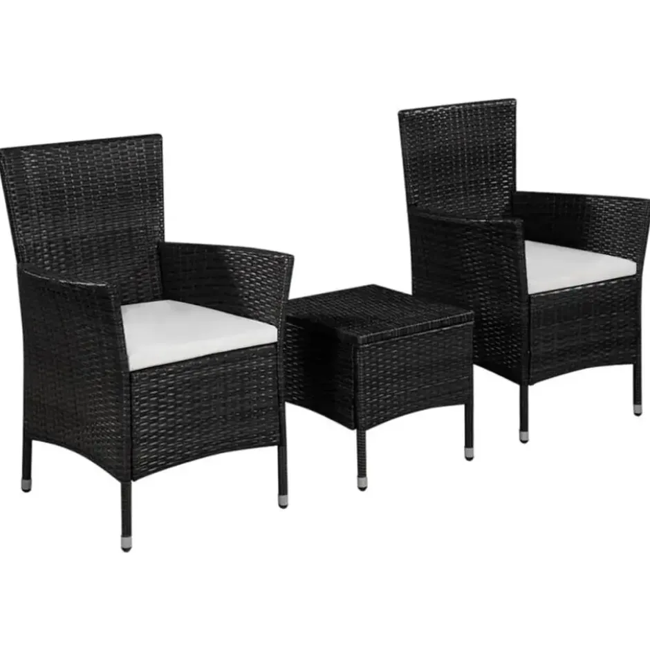 vidaXL - Bistroset - Zwart - Poly rattan