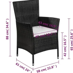 vidaXL - Bistroset - Zwart - Poly rattan