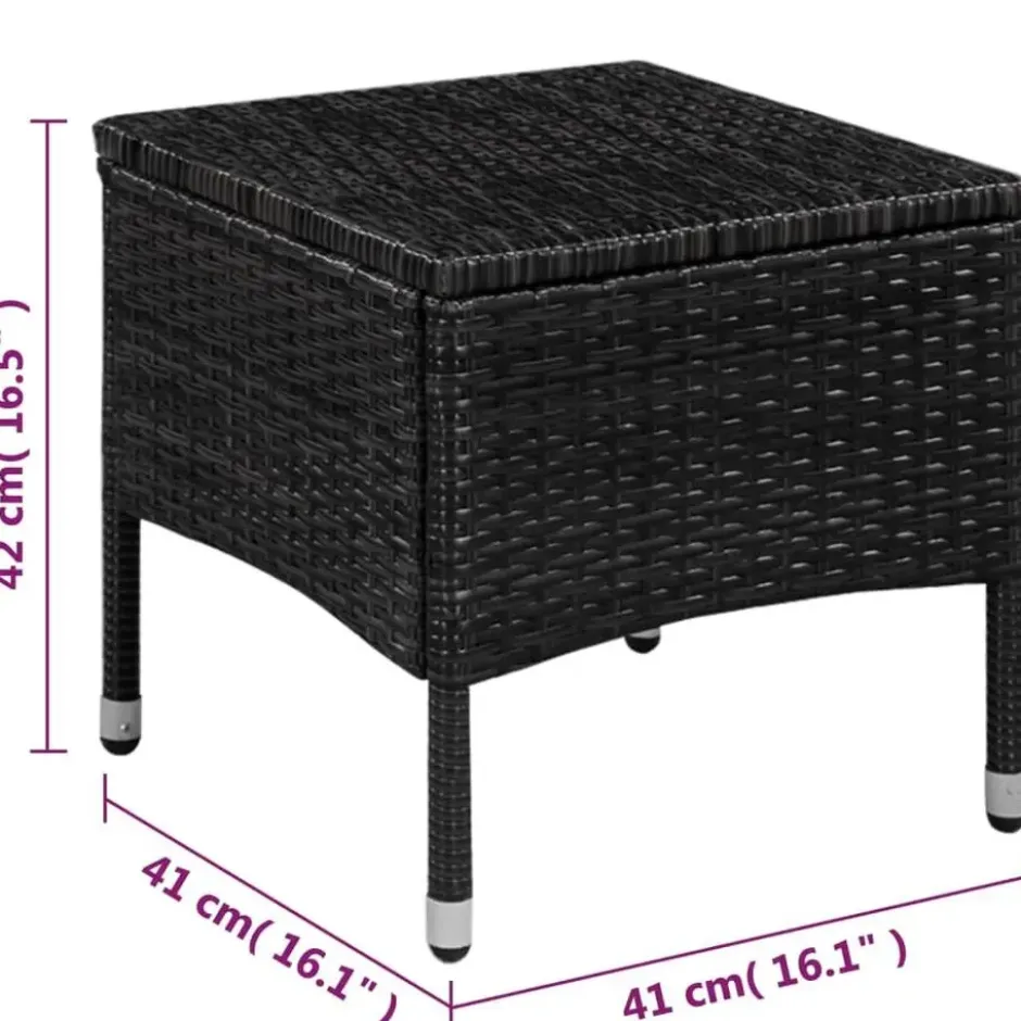 vidaXL - Bistroset - Zwart - Poly rattan