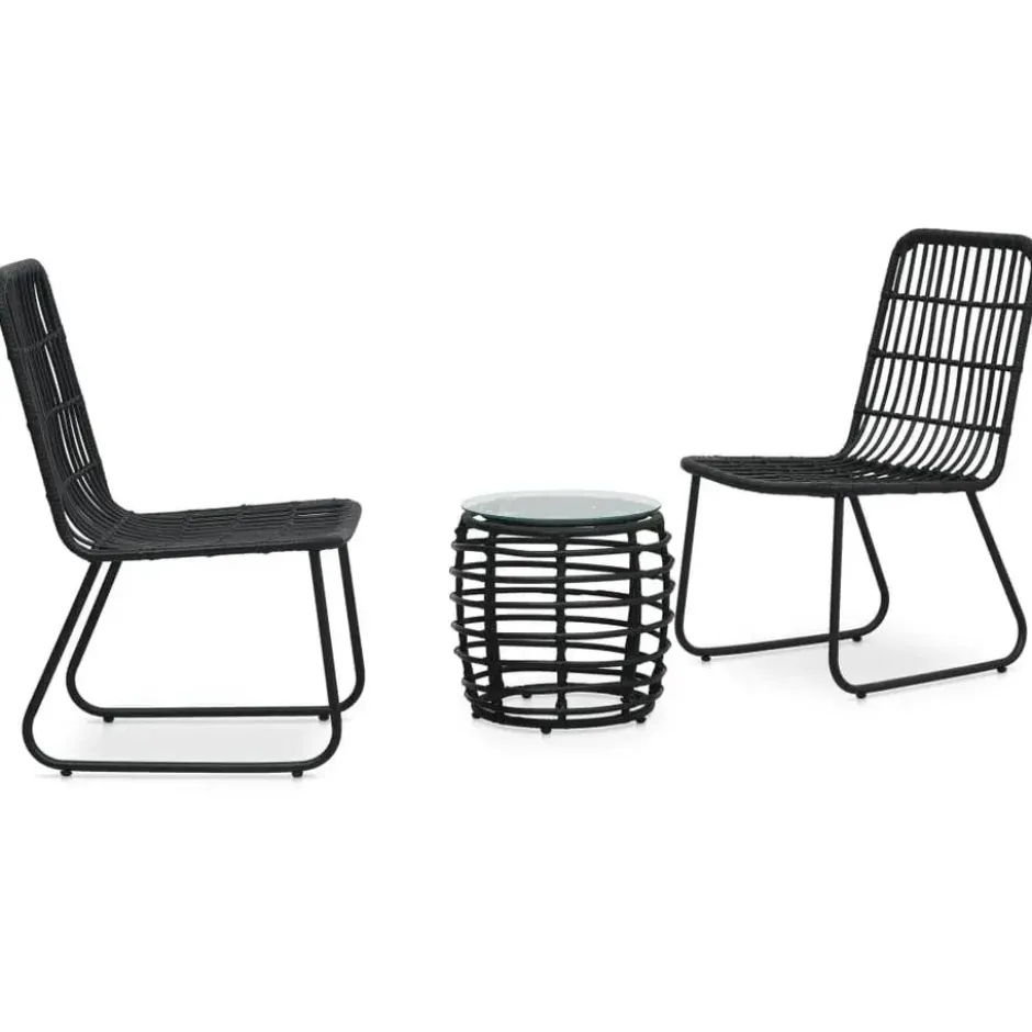 vidaXL - Bistroset - Zwart - Poly rattan