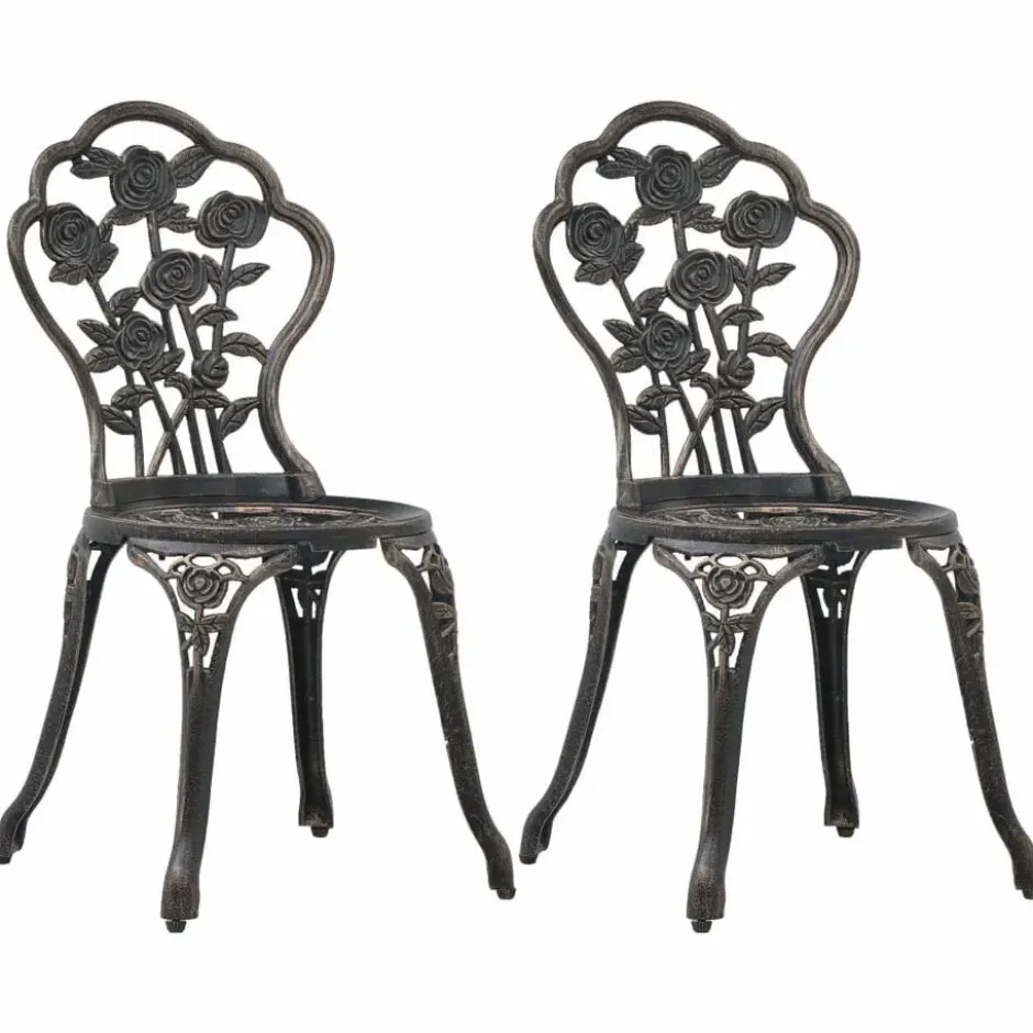 vidaXL - Bistrostoelen - Bronskleurig - Gietaluminium - 2 stuks