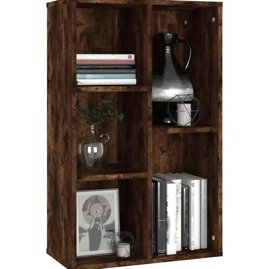 vidaXL - Boekenkast/dressoir met 5 vakken - Gerookt eiken - Hout - 50x25x80 cm