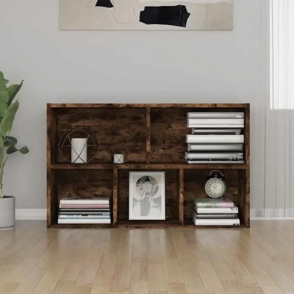 vidaXL - Boekenkast/dressoir met 5 vakken - Gerookt eiken - Hout - 50x25x80 cm