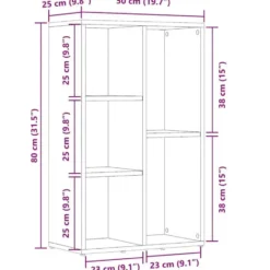 vidaXL - Boekenkast/dressoir met 5 vakken - Gerookt eiken - Hout - 50x25x80 cm