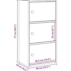 vidaXL - Boekenkast met 3 deuren voor woonkamers - Wit - Hout - 40x24x77 cm