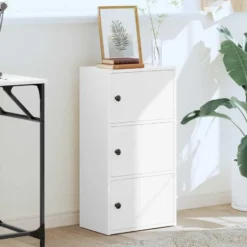 vidaXL - Boekenkast met 3 deuren voor woonkamers - Wit - Hout - 40x24x77 cm