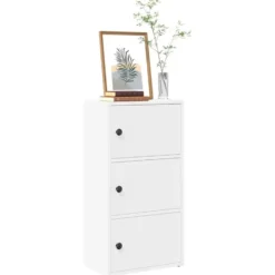 vidaXL - Boekenkast met 3 deuren voor woonkamers - Wit - Hout - 40x24x77 cm
