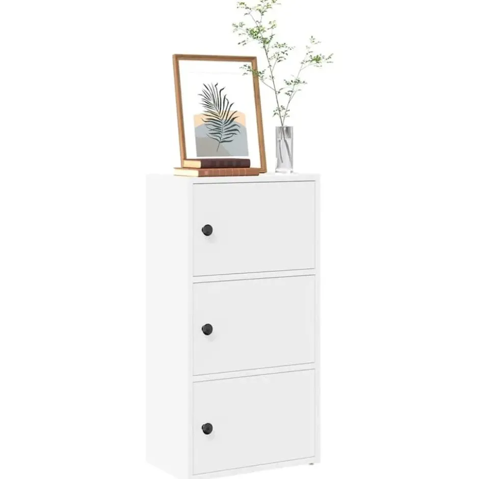 vidaXL - Boekenkast met 3 deuren voor woonkamers - Wit - Hout - 40x24x77 cm