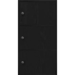 vidaXL - Boekenkast met 3 deuren voor woonkamers - Zwart - Hout - 40x24x77 cm